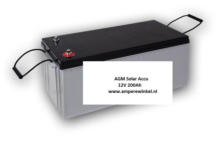 Knuppel Onderscheppen zien AGM Accu Absorbed glass material 200Ah ampere 12V deep cycle volt zwaarste  70% ontlaadbaar diepontlading accu zonnepaneel zonnepanelen windgenerator  zonne-energie
